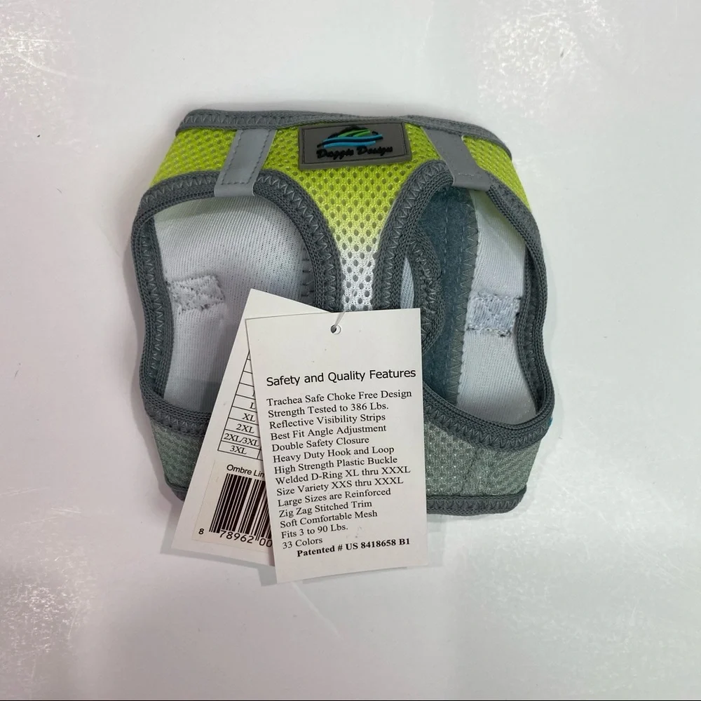 American River ultra choke free harness Sz XXS New yellow & gray Doggie Design